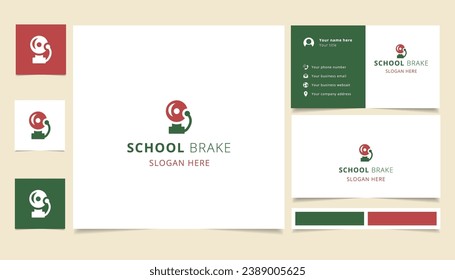 School brake logo design with editable slogan. Branding book and business card template.
