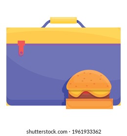 School breakfast american burger icon. Cartoon of School breakfast american burger vector icon for web design isolated on white background