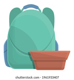 School breakfast backpack icon. Cartoon of School breakfast backpack vector icon for web design isolated on white background