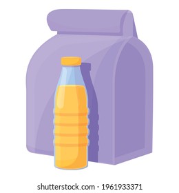School breakfast juice bottle icon. Cartoon of School breakfast juice bottle vector icon for web design isolated on white background