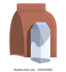 Schulfrühstück Symbol. Cartoon des School-Frühstückspackens Vektorsymbol für Webdesign einzeln auf weißem Hintergrund