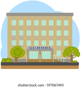 School Building Illustration American European School Stock Vector ...