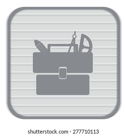 School briefcase bag with stationery. Symbol office or school.