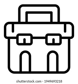 Icono del maletín escolar. Icono del vector del maletín escolar de esquema para el diseño web aislado en fondo blanco