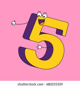 School bright stickers. Cute and funny school item characters with smiling human faces. Set of school item characters, mascots. Figure five.