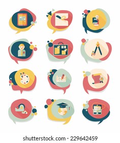 School bubble speech banner design flat background set, eps10