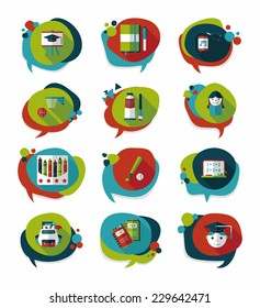 School bubble speech banner design flat background set, eps10