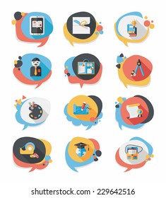 School bubble speech banner design flat background set, eps10