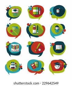School bubble speech banner design flat background set, eps10