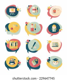 School bubble speech banner design flat background set, eps10