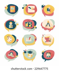 School bubble speech banner design flat background set, eps10