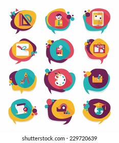 School bubble speech banner design flat background set, eps10