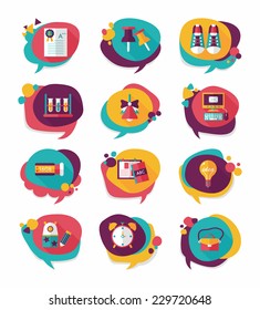 School bubble speech banner design flat background set, eps10