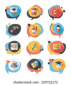 School bubble speech banner design flat background set, eps10
