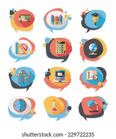 School bubble speech banner design flat background set, eps10