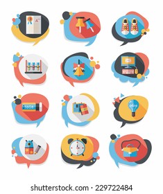 School bubble speech banner design flat background set, eps10