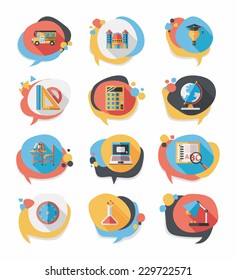 School bubble speech banner design flat background set, eps10