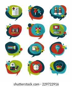 School bubble speech banner design flat background set, eps10