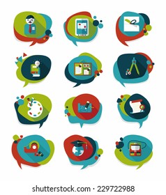 School bubble speech banner design flat background set, eps10