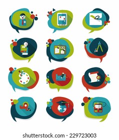 School bubble speech banner design flat background set, eps10