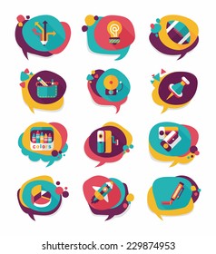 School bubble speech banner design flat background set, eps10