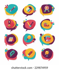 School bubble speech banner design flat background set, eps10