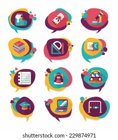 School bubble speech banner design flat background set, eps10