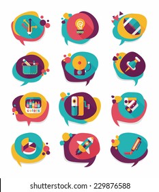 School bubble speech banner design flat background set, eps10