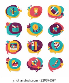 School bubble speech banner design flat background set, eps10