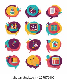School bubble speech banner design flat background set, eps10