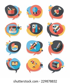 School bubble speech banner design flat background set, eps10