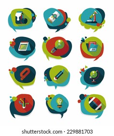 School bubble speech banner design flat background set, eps10