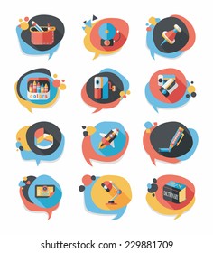 School bubble speech banner design flat background set, eps10