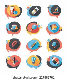 School bubble speech banner design flat background set, eps10