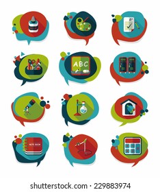 School bubble speech banner design flat background set, eps10