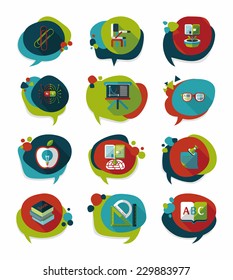 School bubble speech banner design flat background set, eps10