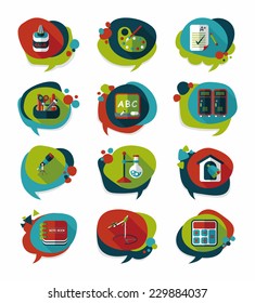 School bubble speech banner design flat background set, eps10