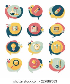 School bubble speech banner design flat background set, eps10