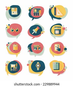 School bubble speech banner design flat background set, eps10