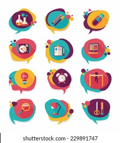 School bubble speech banner design flat background set, eps10