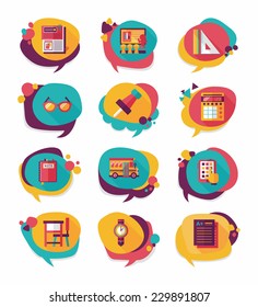 School bubble speech banner design flat background set, eps10