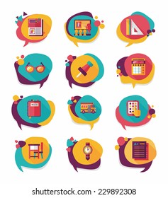 School bubble speech banner design flat background set, eps10