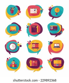 School bubble speech banner design flat background set, eps10