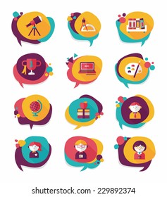 School bubble speech banner design flat background set, eps10