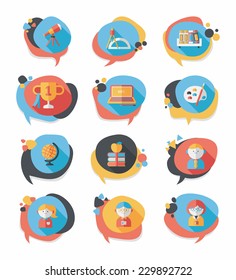 School bubble speech banner design flat background set, eps10