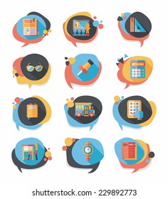 School bubble speech banner design flat background set, eps10