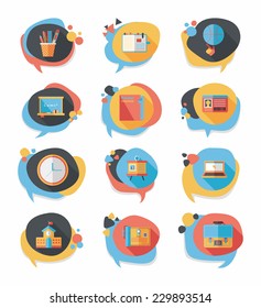 School bubble speech banner design flat background set, eps10