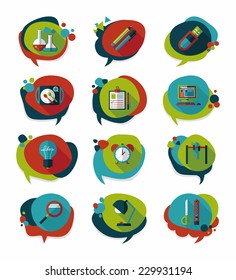 School bubble speech banner design flat background set, eps10