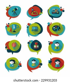 School bubble speech banner design flat background set, eps10