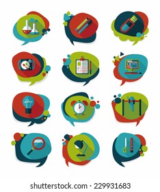 School bubble speech banner design flat background set, eps10